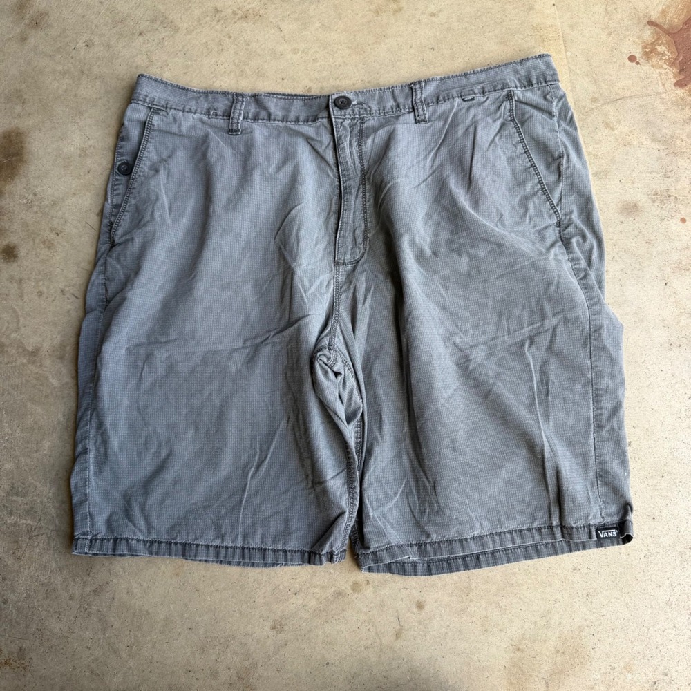 Vans Chino Shorts Mens 38 Gray Plaid Cotton Casual Skater Streetwear Everyday